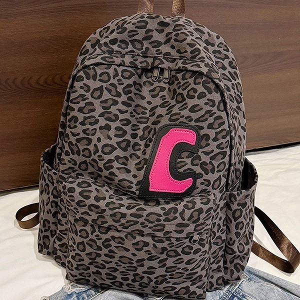 2024 New streetwear European and American hot girl fashion leopard print backpack, large-capacity casual and versatile backpack and schoolbag Application Scenario