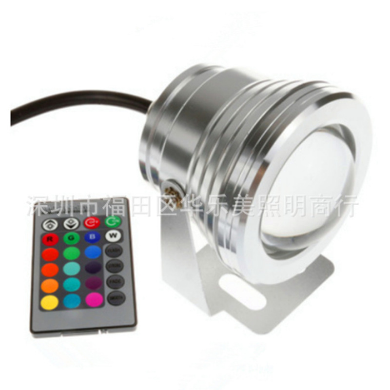 RGB underwater lights, waterproof lights, fish tank spotlights, underwater landscape lights, car lights, lawn lights, 10w seven-color changing lights Item Picture
