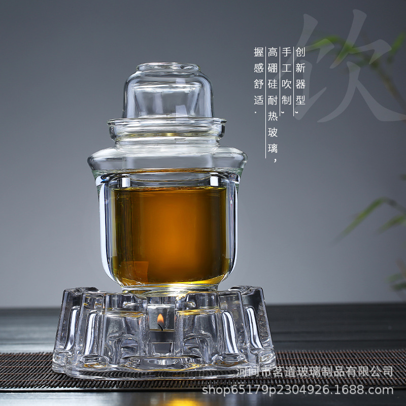 High borosilicate glass wine warmer, yellow wine heating pot, ice wine warmer, glass wine warmer for sake drinkers, white wine cup warmer details Picture