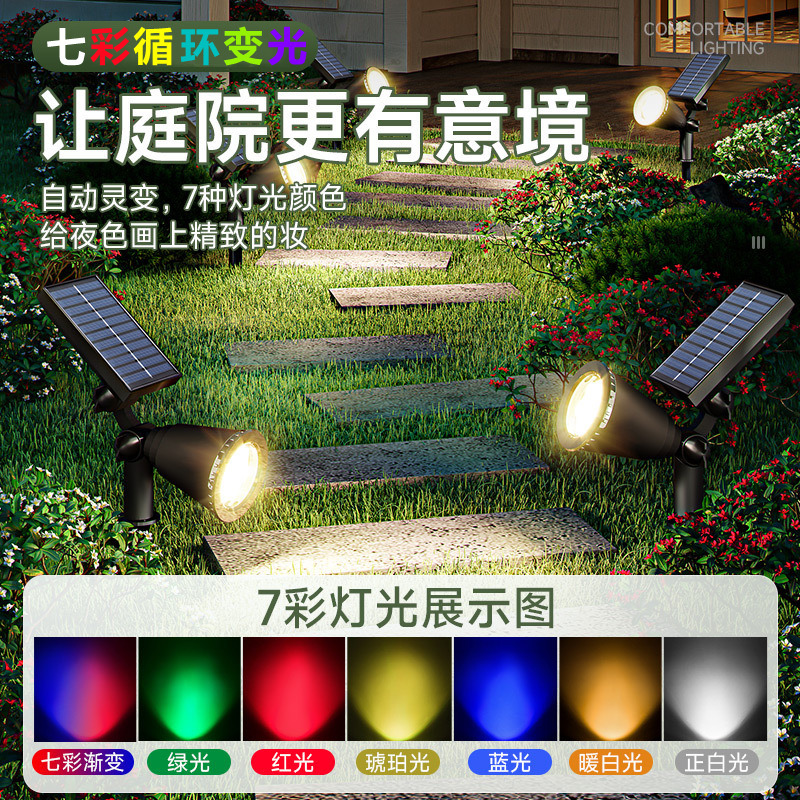 Outdoor solar tree-shooting lights, waterproof lawn lights, courtyard ultra-bright insert lights, garden landscape decorative lights, tree lighting lights details Picture