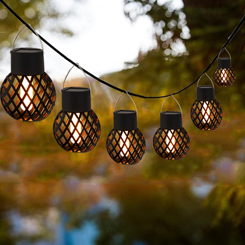 Cross-border solar flame hanging ball lamp, outdoor waterproof led simulation flame lamp, camping atmosphere decoration hanging lamp Specification drawing
