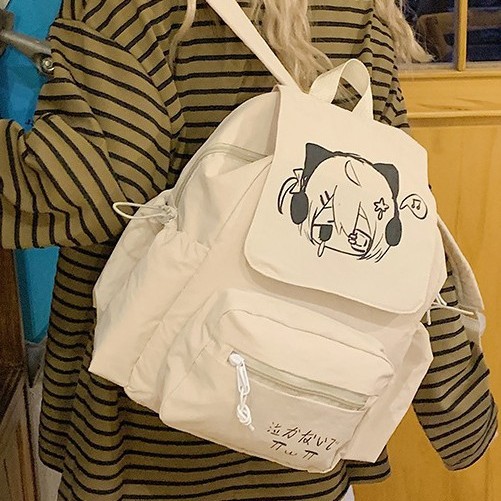 Retro large-capacity double-shoulder girls' bag, sweet girl student commuting bag for class, casual and versatile backpack for girls in the 2D style Item Picture