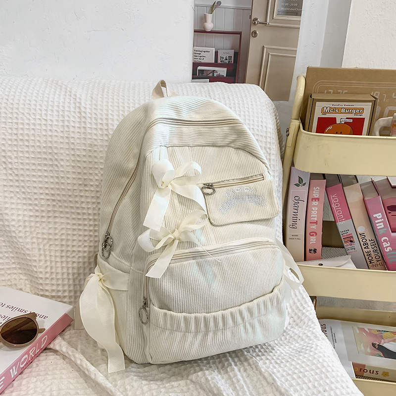 ins cute bow, versatile schoolbag with a schoolgirl style, casual Japanese and Hong Kong-style Lolita fashion backpack details Picture