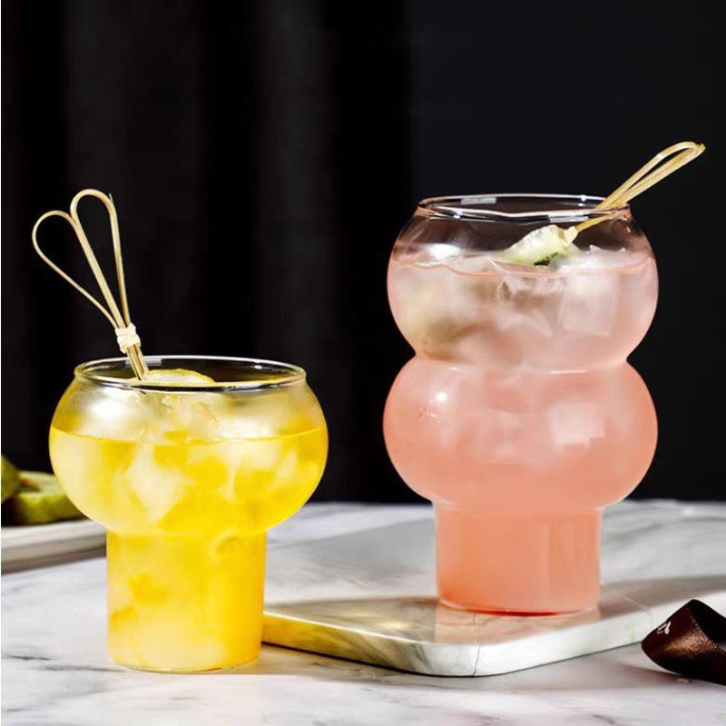 High borosilicate glass household creative gourd cups, milk and juice cold drink cups, latte coffee cups, ice cream cups details Picture