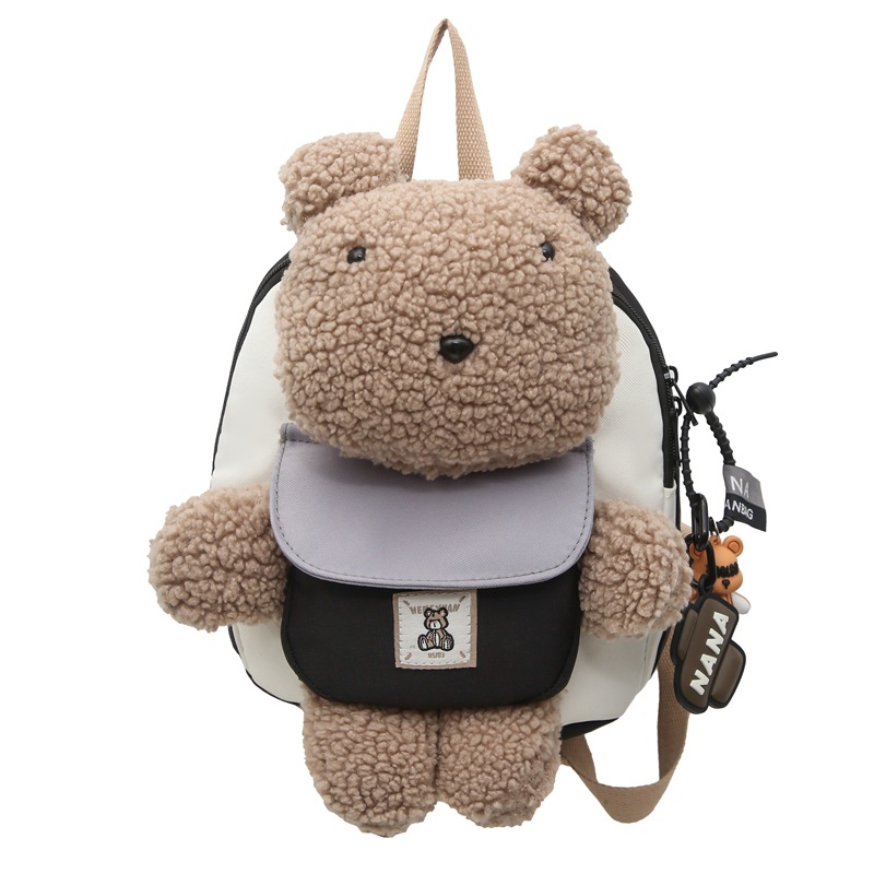 Cross-border gifts: Grey bear children's backpack, cute little baby schoolbag, cartoon doll, kindergarten backpack Item Picture