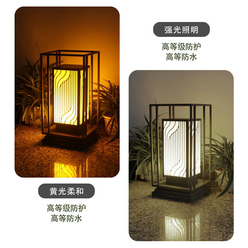 New Chinese-style solar LED floor lamps, outdoor waterproof column head lamps, villa garden courtyard gate landscape lamps Specification drawing