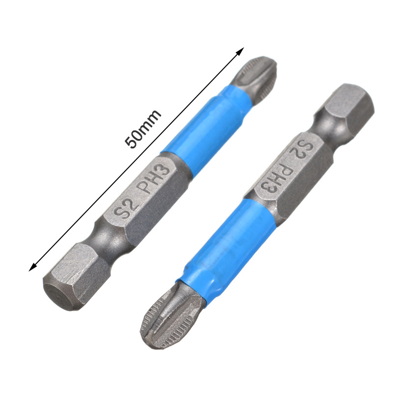 Hexagonal handle anti-slip screwdriver bit 12pc blue leather ring 50mm electric screwdriver combination set strong magnetic cross screwdriver bit Application Scenario