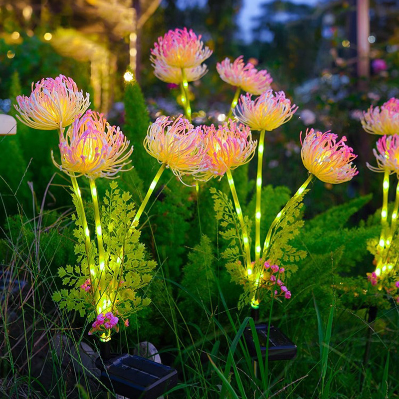 Solar-powered Red spider lily lamp, outdoor courtyard garden lawn lamp, simulated sunflower landscape decorative ground insert lamp new product full figure