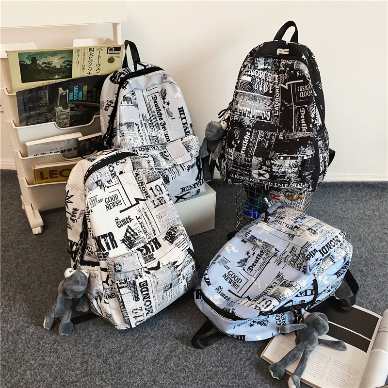 Graffiti trendy brand backpacks for men and women, large-capacity ins backpacks, cool schoolbags for junior high school, senior high school and college students details Picture