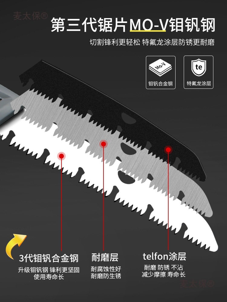 Sawing tree saw, sawing wood magic tool, quick folding for logging, woodworking drama, wood saw for household use, small handheld Mai Tai Bao Specification drawing