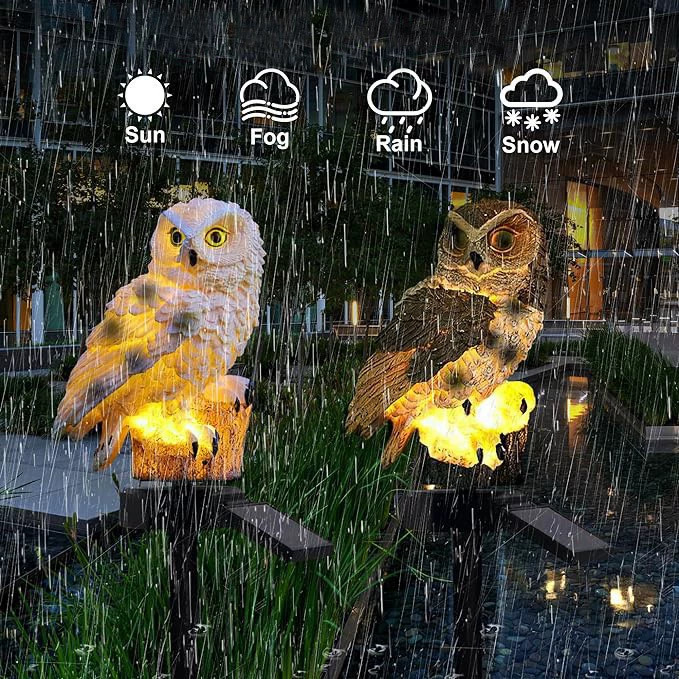 Solar resin landscape lights, owl lawn insert lights, LED outdoor waterproof decorative lights, courtyard atmosphere lights details Picture