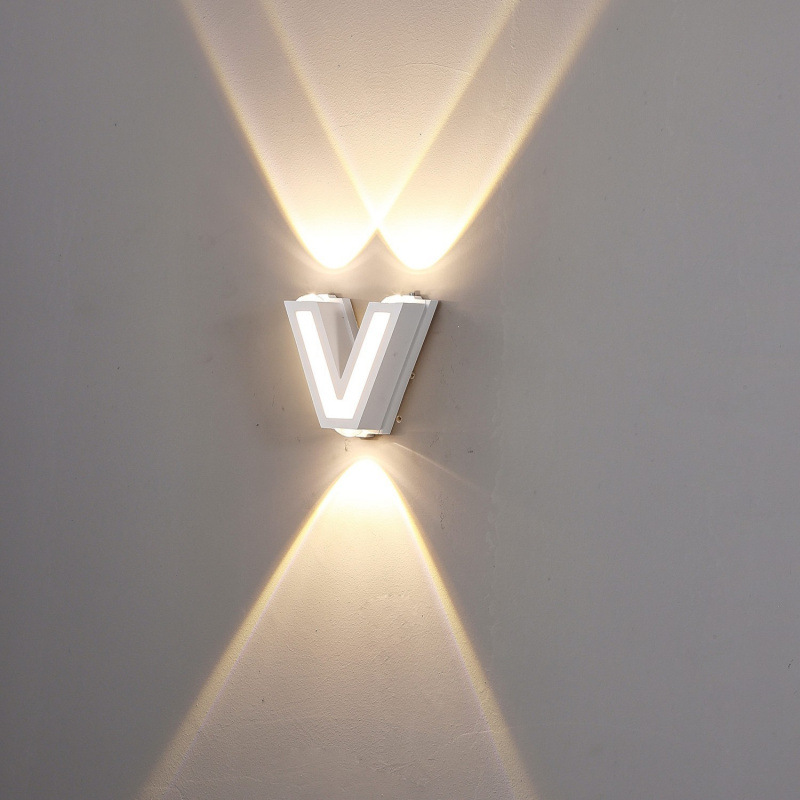 LED simple and modern wall lamps, geometric shape courtyard line lamps, beautiful symbol marking background decoration letter lamps full figure