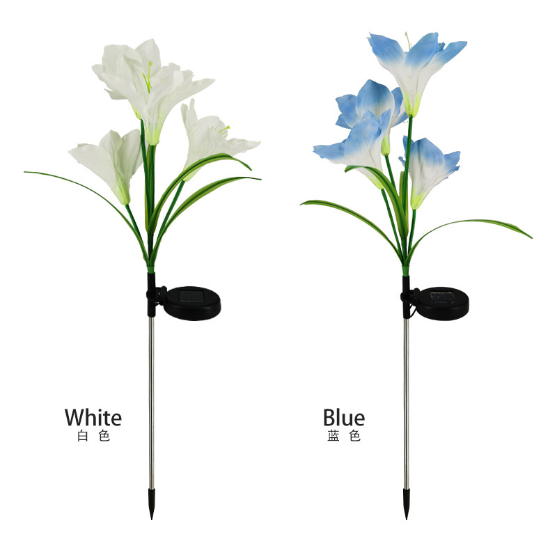 Solar LED courtyard lakeside 3-head lily landscape lights, balcony courtyard atmosphere lights, garden viewing lights arrangement Application Scenario