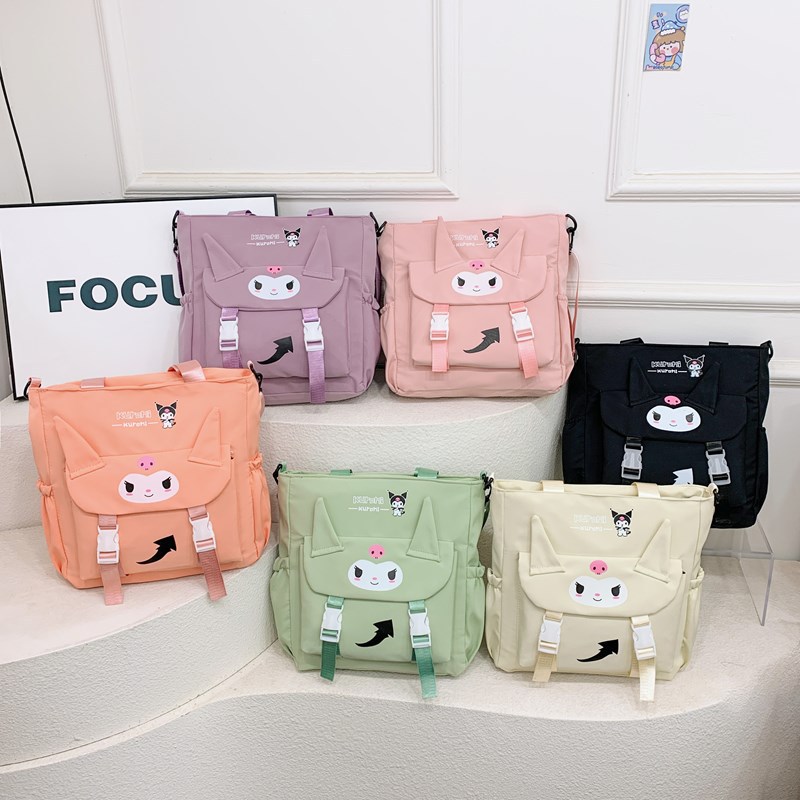 New student trend tutorial bags, cartoon cute, large-capacity women's single-shoulder crossbody bag, commuter tote bag and handbag full figure