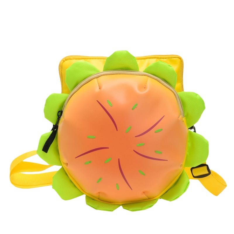 Girlish cartoon cheese 3D burger crossbody bag, cute and fashionable single-shoulder bag for girls, funny small backpack, trendy bag Item Picture