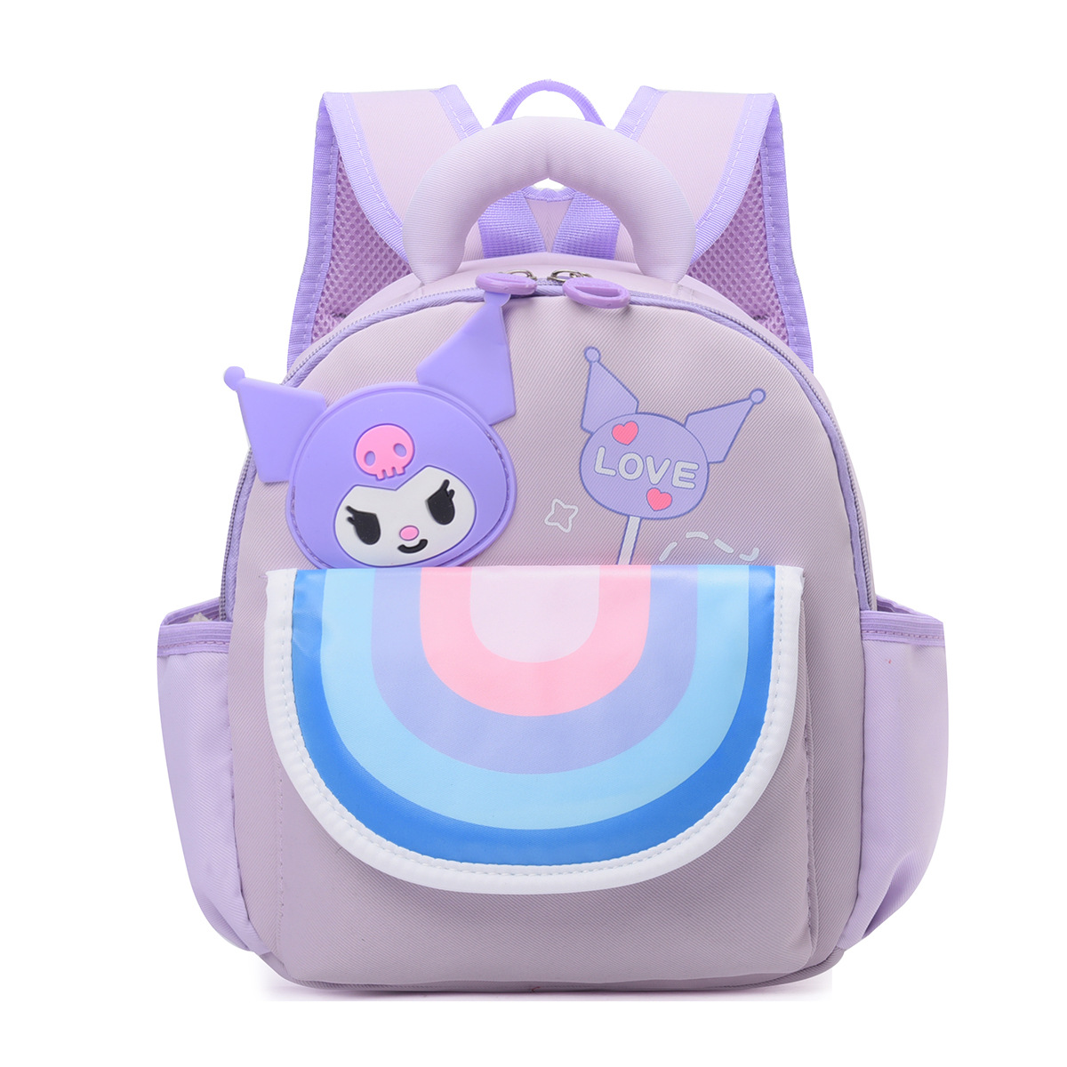 The new cartoon backpack for kindergarten girls, Kuromi, is lightweight, cute and has a high level of appearance. It is a children's travel backpack full figure