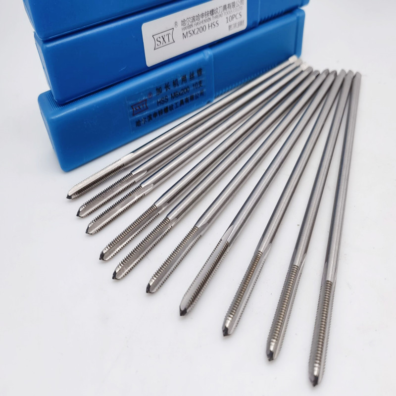 Fine thread tap lengthening machine, high-speed steel extra-long tap 6-10-12-14*100/160/200 manufacturer Specification drawing