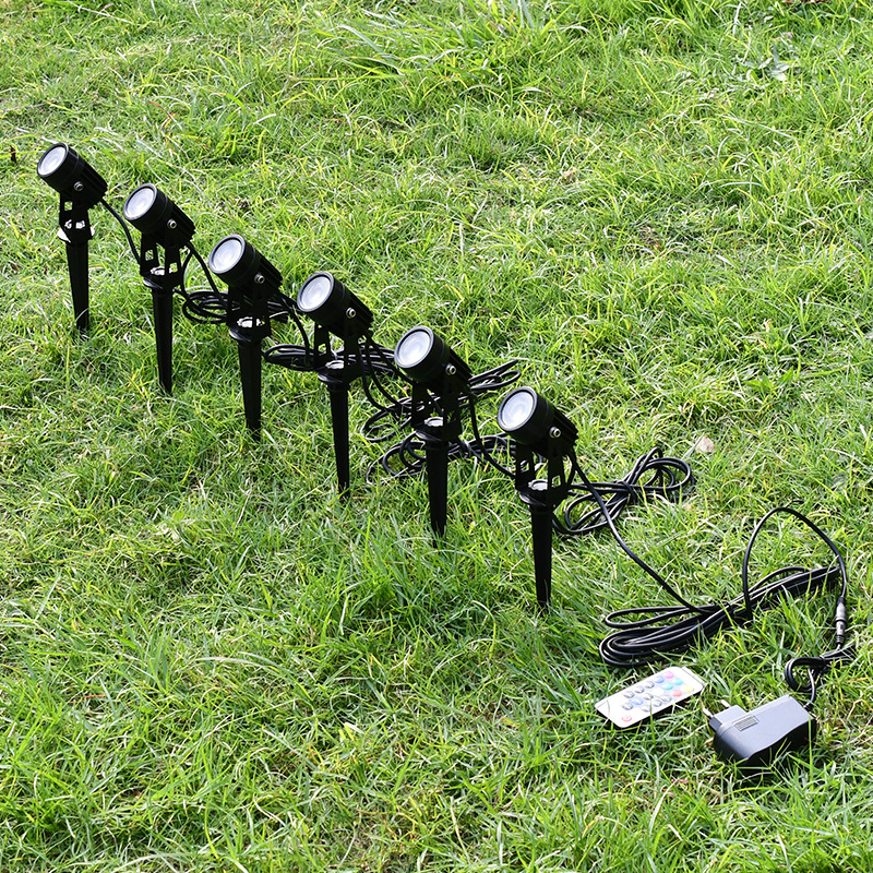 European standard outdoor LED ground-penetrating spotlights, 3w outdoor landscape rainproof 12V remote control RGB garden lights details Picture