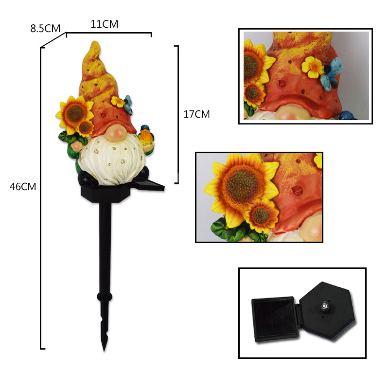 Solar-powered garden lights, cartoon resin goblins, dwarf figurines, outdoor garden decorations, cute elf ground socket lights Application Scenario