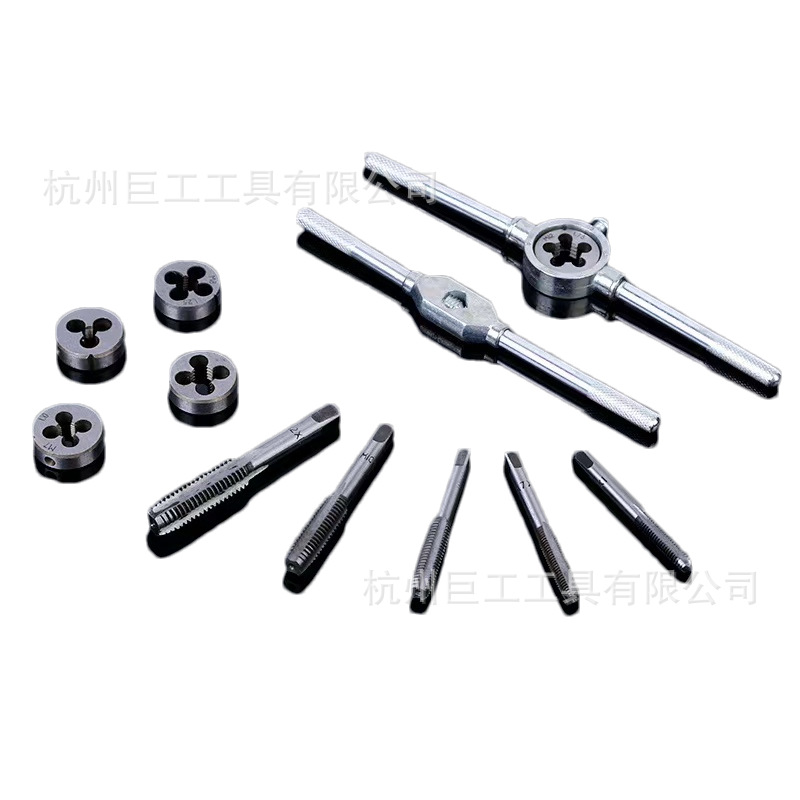 Manufacturer's metric tap and die 12-piece set (small frame), 12PC tap and die assembly set, tap and die tapping Specification drawing