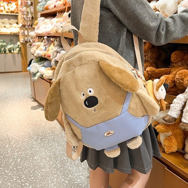 New cute plush puppy backpack for autumn and winter, a small backpack for women's Instagram outings, a Japanese-style student storage backpack Application Scenario