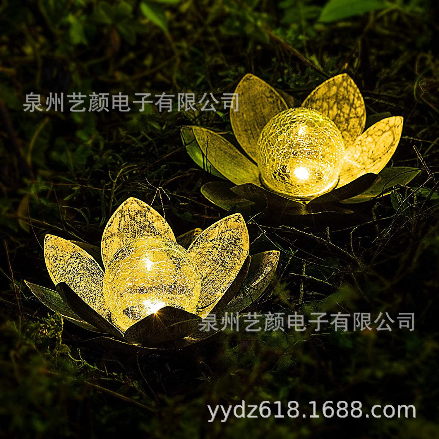 New e-commerce products in stock: large-sized solar lotus lamps, silver lotus and flower solar lamps, garden lamps, decorative lamps Specification drawing
