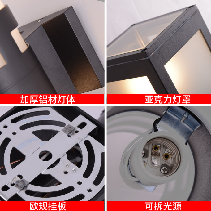 New foreign trade product, European-style E26 lamp head aluminum material, European standard exterior wall decoration waterproof double-head wall lamp, outdoor wall lamp Application Scenario