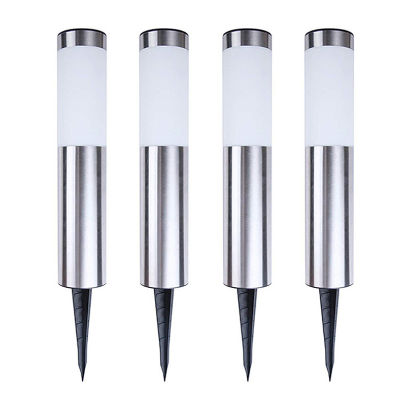 Cross-border solar stainless steel 3-LED cylindrical lawn light, outdoor waterproof courtyard villa ground socket light manufacturer Item Picture