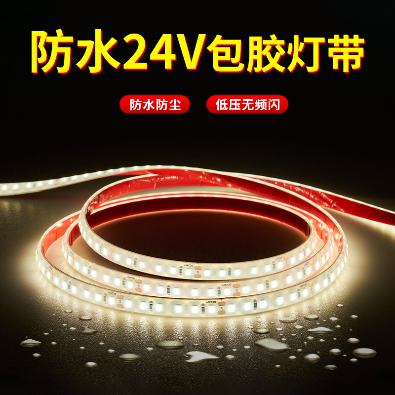 Low-voltage waterproof light strip, 24V outdoor, IP68, submerged in water, white and blue light without flicker, LED, special light strip for fish pond bottom full figure