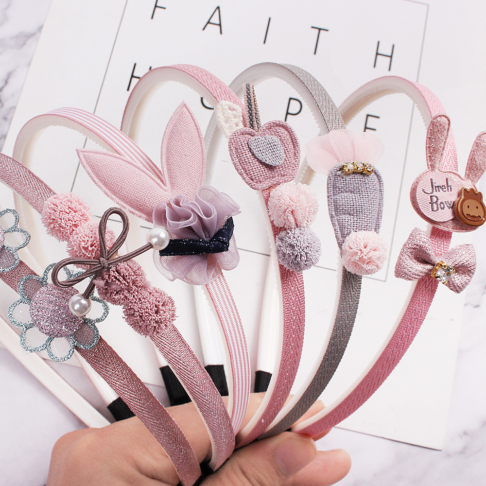 Qiyue Children's Bow headband for Girls, Korean toothed headband, Cartoon lace, Cute primary school headwear A82 full figure
