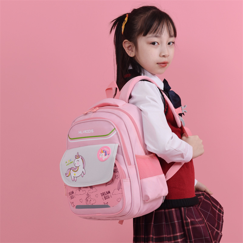 New kindergarten schoolbag for female primary school students in grades 1-2, cute cartoon color-blocking backpack, large capacity multi-layer double shoulder 3 details Picture