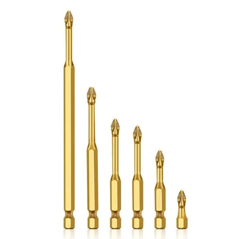 Super-hard S2 anti-slip titanium-coated, impact-resistant, high hardness, strong magnetic cross screwdriver bit, hexagon socket air screwdriver bit Item Picture