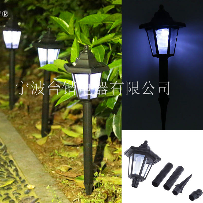Solar-powered courtyard hexagonal lamps, hexagonal court floor lamps, solar-powered outdoor lawn lamps, garden decorative lamps, energy-saving details Picture