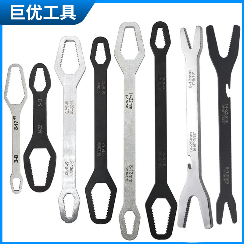 Multi-functional self-tightening wrench, 8-22mm box wrench, Y-type hexagonal double-head hand wrench, universal for various diameters full figure