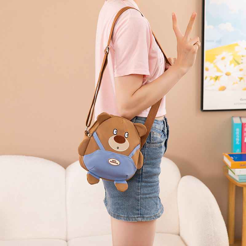 Cute little bear crossbody bag, soft and versatile cartoon student small bag, fabric bag, casual outing, single-shoulder bag for women cross-border travel Specification drawing