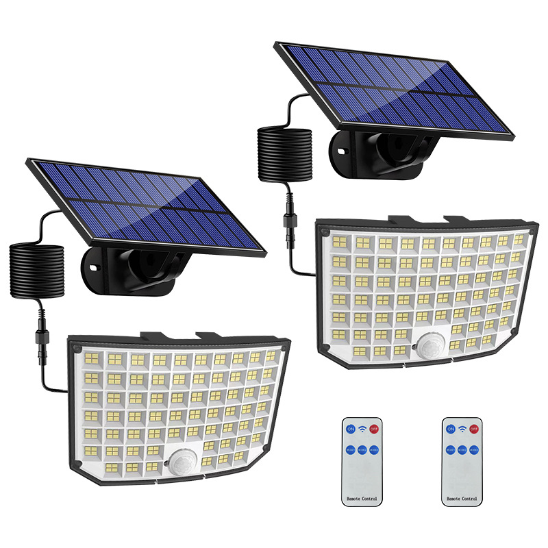 The new 256led solar light, outdoor garden light strip, remote control split human body sensor light is selling well on the foreign trade platform full figure