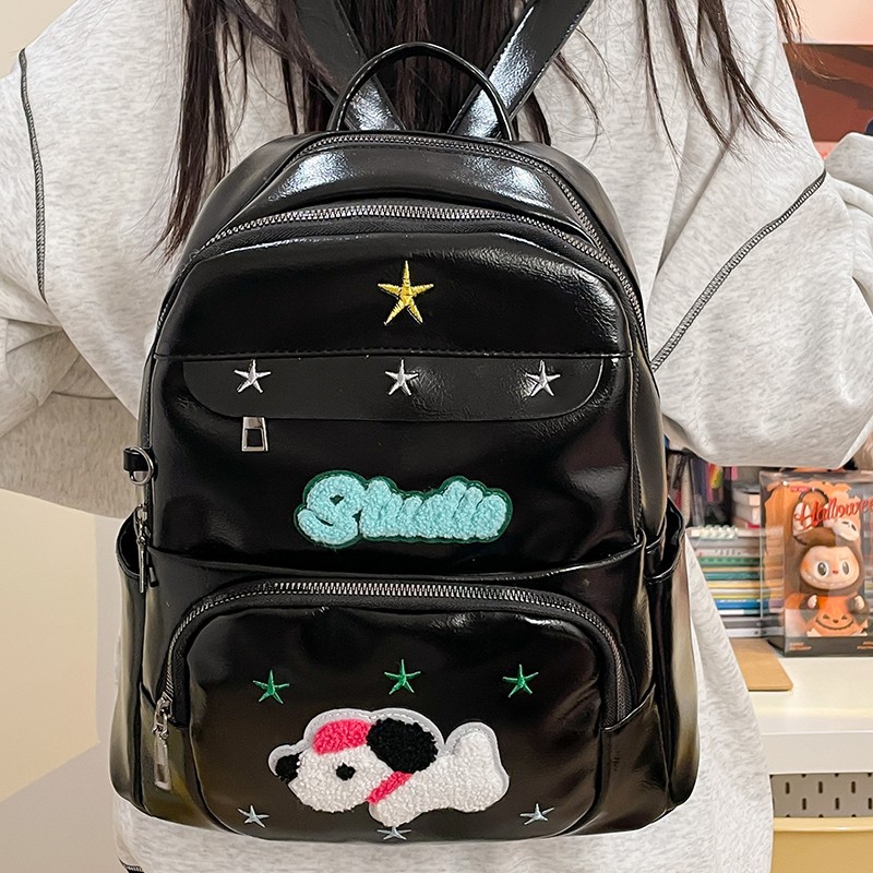 High-appeartion-level star American retro backpack, new cute dog, nostalgic schoolbag, student class backpack Specification drawing