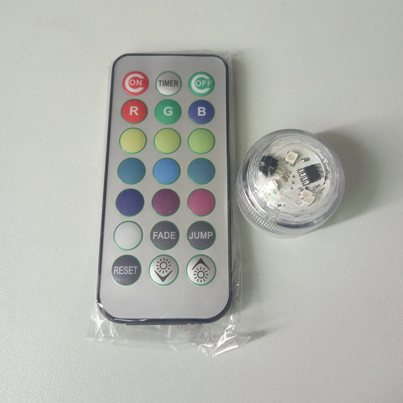 The factory sells LED remote-controlled diving fish tank lights, atmosphere toy lights, bath lights, landscape lights, vase lights and candle lights Specification drawing