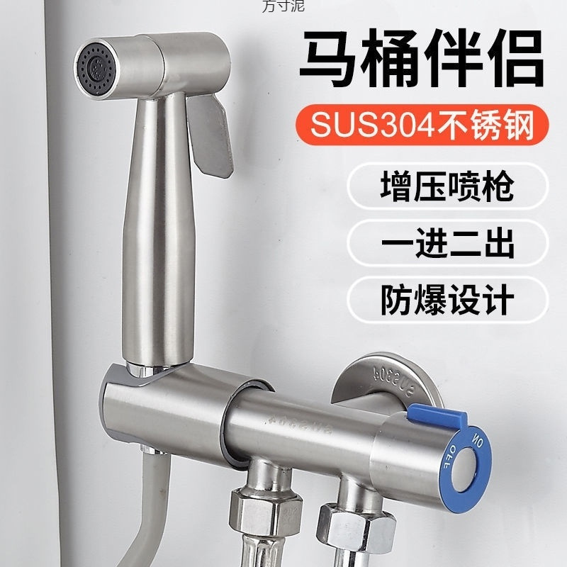 Toilet Companion high-pressure spray 304 stainless steel bathroom flushing device, toilet faucet, washroom spray factory full figure