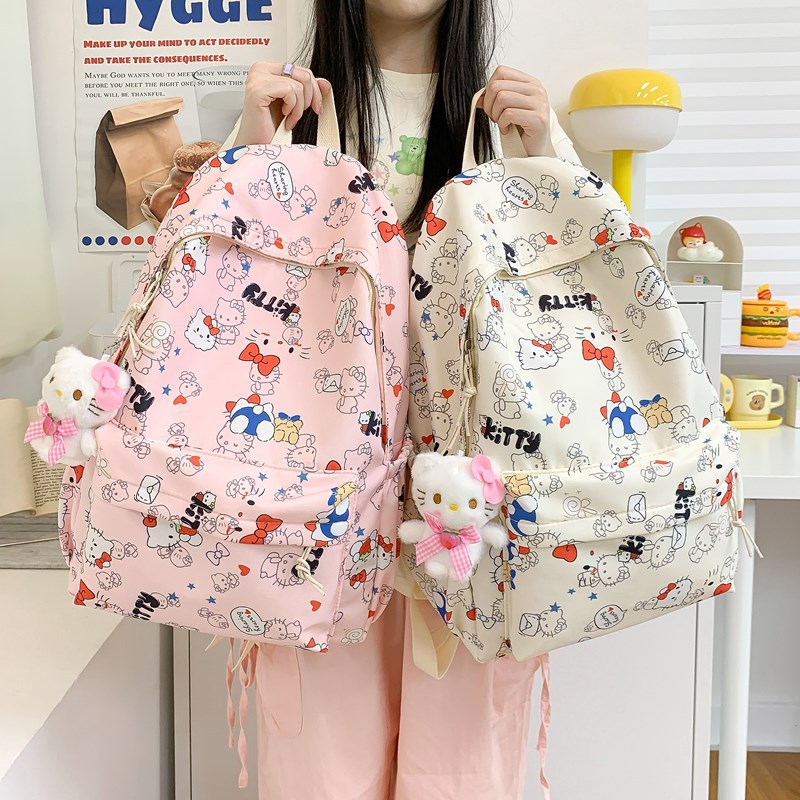 New graffiti schoolbag, ins style forest-themed college student backpack, lightweight shoulder strap, large capacity and cute backpack for students full figure