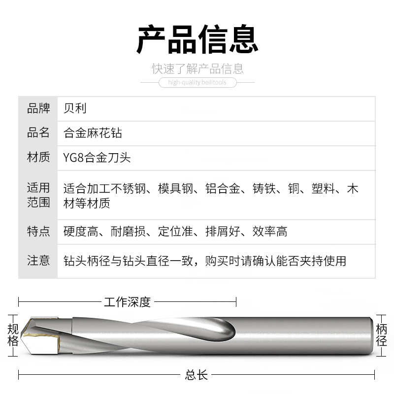 Alloy drill bits, tungsten steel hard twist drill bits, stainless steel, spring steel, Angle cast iron special metal twist drill bits details Picture
