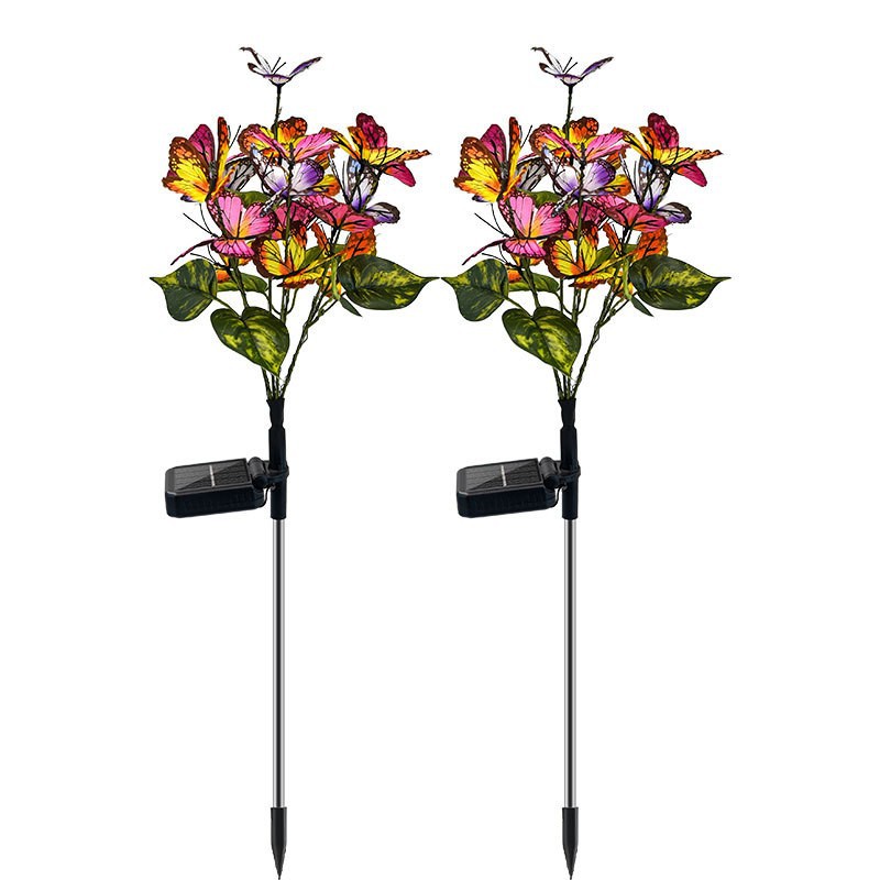 Solar butterfly flower tree ground socket light factory direct sales outdoor waterproof LED lawn garden festival decorative light Item Picture