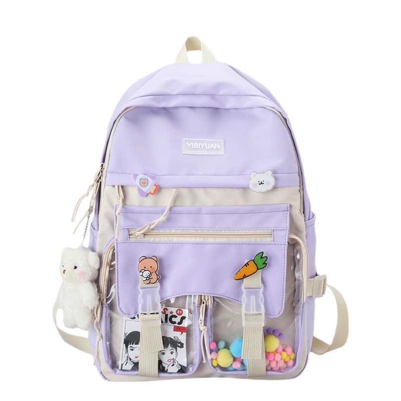A new, fresh and simple school-style backpack with a large capacity, a Harajuku girl's casual bag, and a student Korean version backpack Item Picture