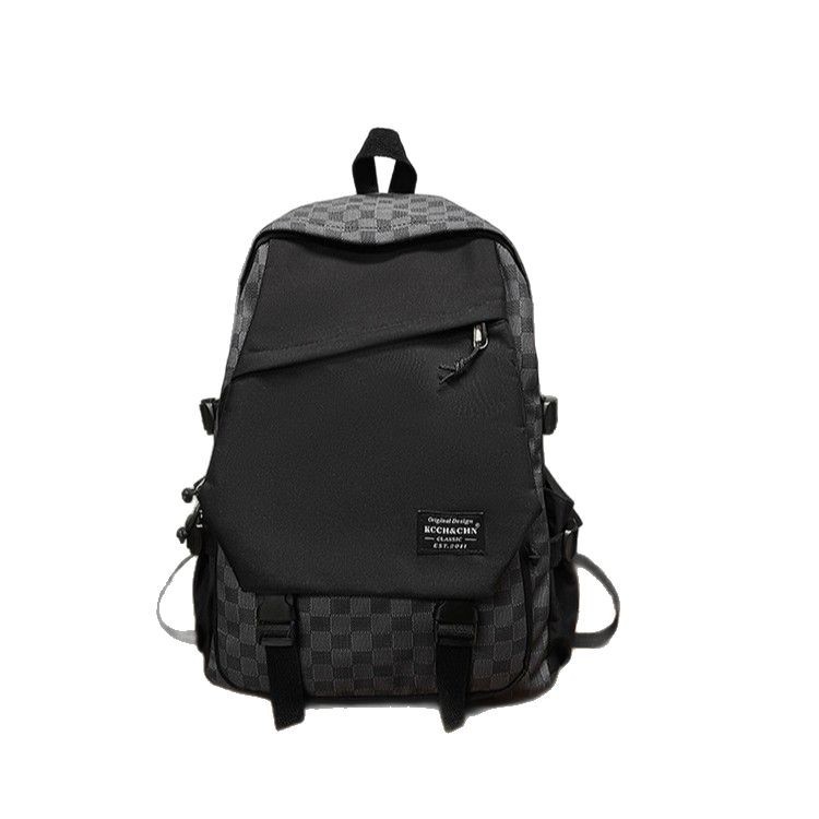 Niche design checkered backpack, fashionable schoolbag, male college students' outdoor travel backpack, female high school students' computer bag Item Picture