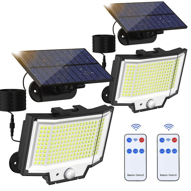 Solar split wall lamp 200LED three-fold surface human body sensing high-brightness three-mode lamp full figure