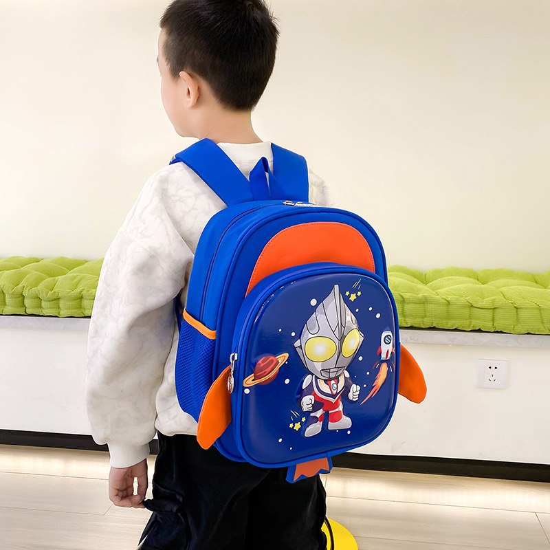 Ultraman Boy Schoolbag for Kindergarten 3-4-5-6 years old cartoon large, medium and small classes lost children's backpacks details Picture