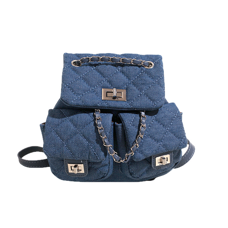 2025 New Korean-style chanel-style versatile diamond-shaped chain student niche high-end fashion trend backpack for women Item Picture