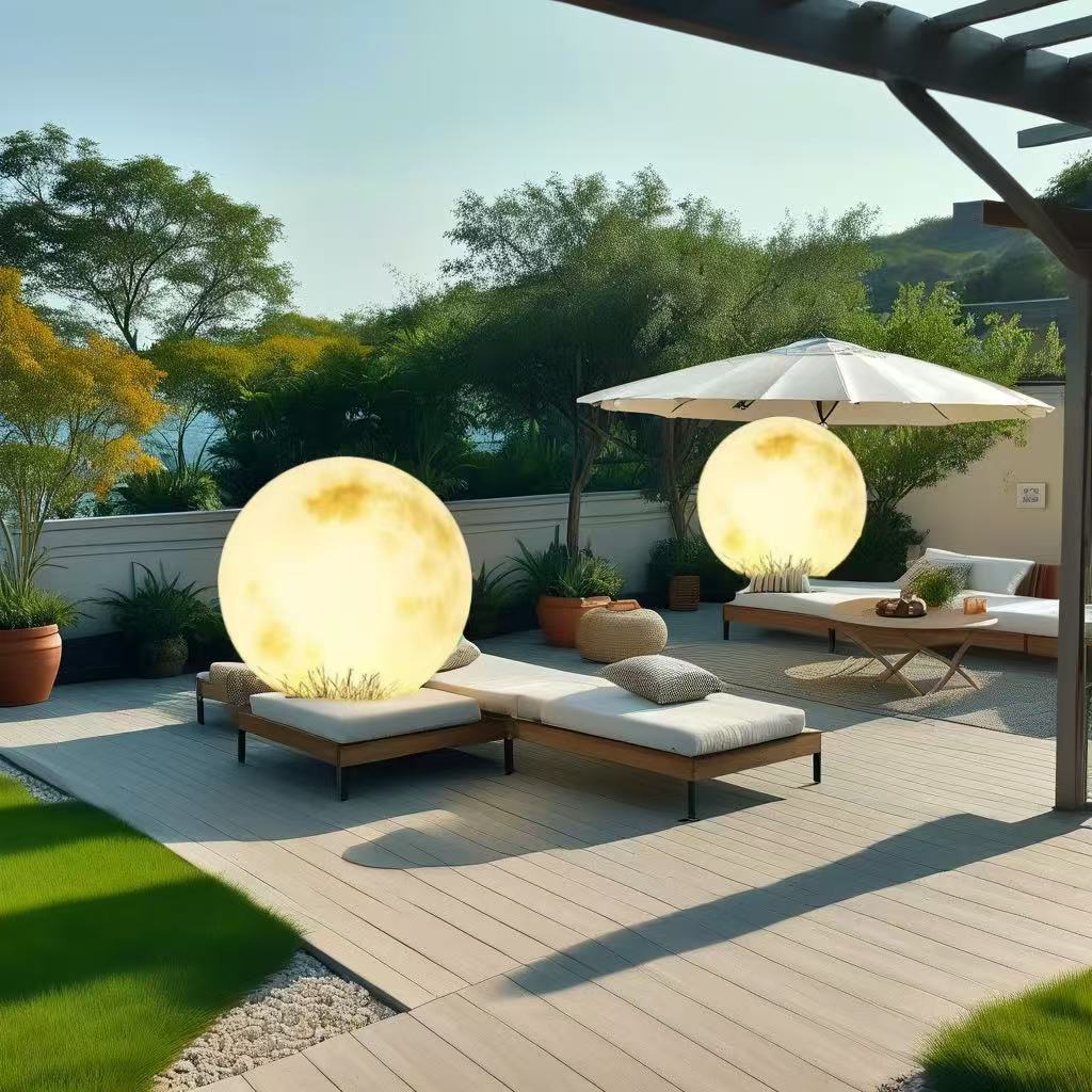 Outdoor moon lamps, floor-standing ornaments, courtyard landscaping arrangements, ambient lights, garden terraces, solar landscape lights for decoration Application Scenario