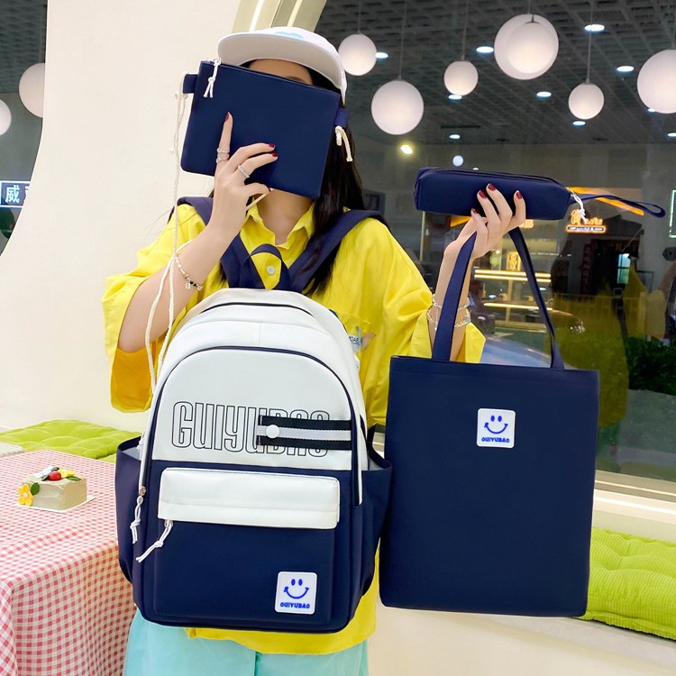 Cross-border foreign trade women's Bag 2025 New Style fashionable backpack, large capacity four-piece backpack set for junior and senior high school students Specification drawing
