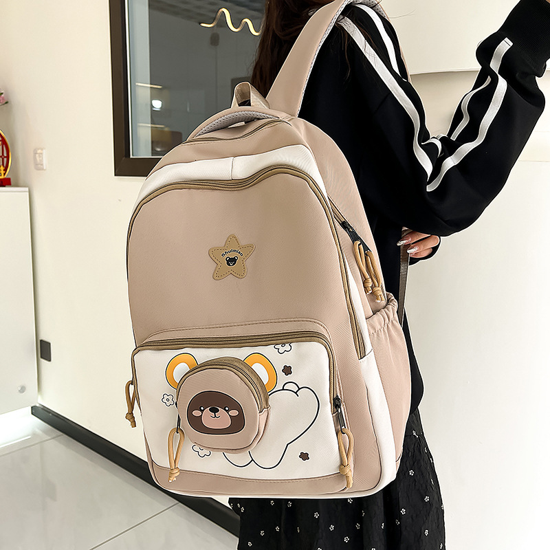 Wholesale of fresh and cute schoolbags for junior high school girls, small bear lightweight backpacks for girls, large capacity and durable backpacks details Picture